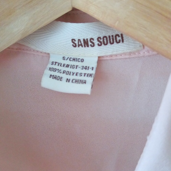 Ptp19" Sans Souci Light Pink Casual Button Down Shirt With Roll-Tab Sleeve - Picture 3 of 14